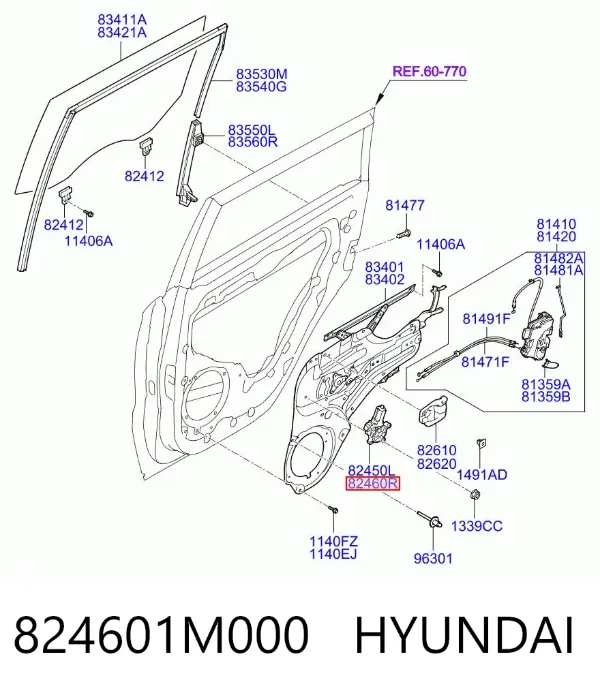 Motor del elevalunas de la puerta delantera derecha 824601M000 Hyundai/Kia