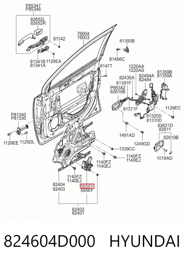 Motor del elevalunas de la puerta delantera derecha 824604D000 Hyundai/Kia