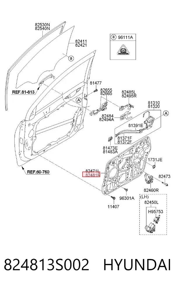 Mecanismo de elevalunas delantero derecha 824813S002 Hyundai/Kia