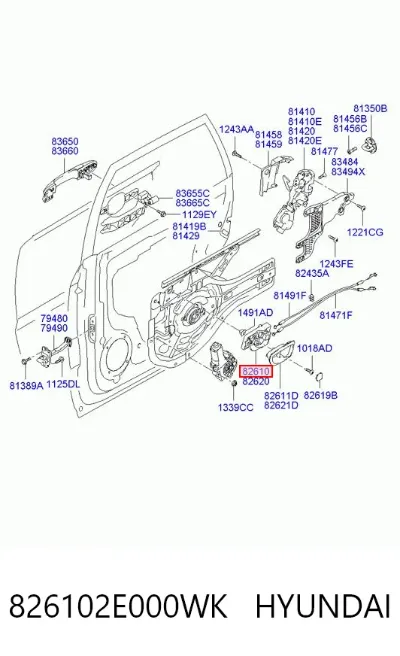 Manija interior izquierda delantera/trasera de puerta HYUNDAI 826102E000WK