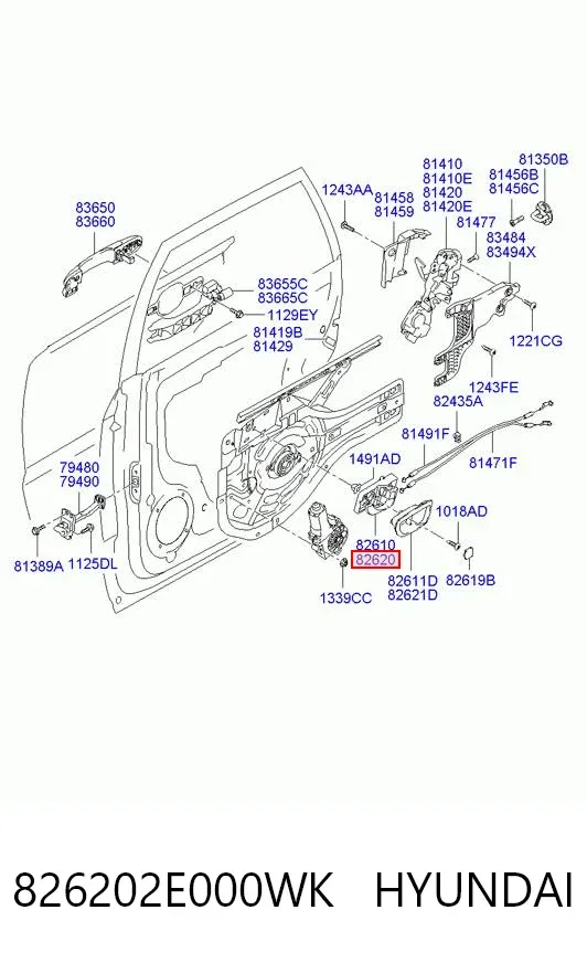 Manija interior de puerta delantera derecha 826202E000WK Hyundai/Kia