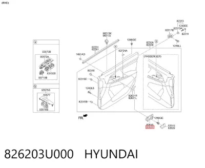 Manija interior derecha delantera/trasera de puerta HYUNDAI 826203U000