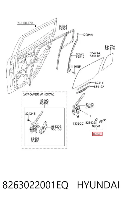 Manivela de elevalunas de puerta trasera HYUNDAI 8263022001EQ
