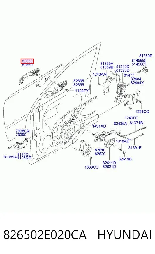 Manija exterior izquierda de puerta delantera 826502E020CA Hyundai/Kia
