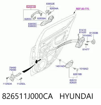 Manija exterior de puerta delantera HYUNDAI 826511J000CA