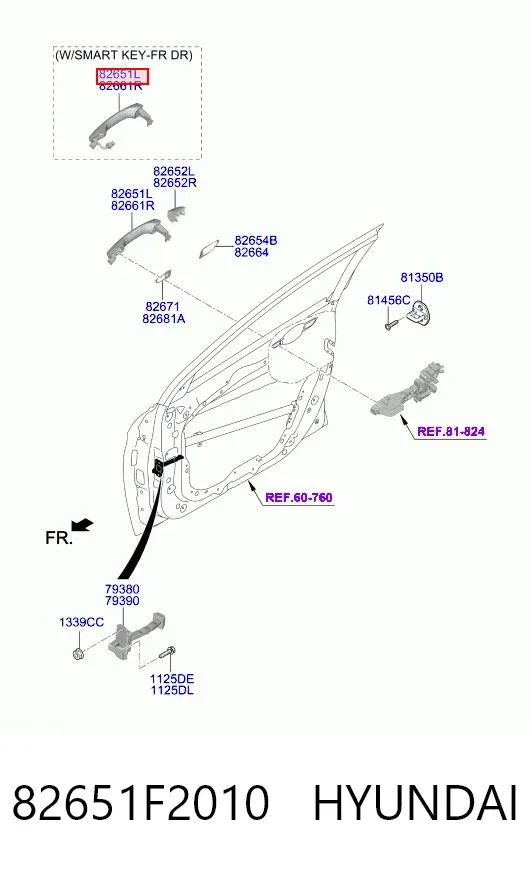Manija exterior trasera izquierda 82651F2010 Hyundai/Kia