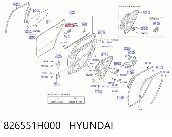 Soporte de manija exterior de puertas izquierdas 826551H000 Hyundai/Kia