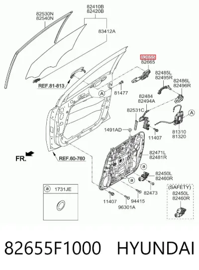Soporte de manija exterior de puerta delantera izquierda HYUNDAI 82655F1000