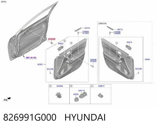 Clip de fijación del guardabarros 826991G000 Hyundai/Kia