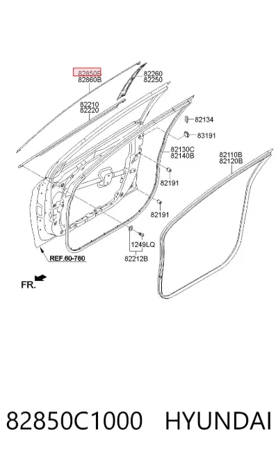 Moldura superior de puerta delantera izquierda HYUNDAI 82850C1000