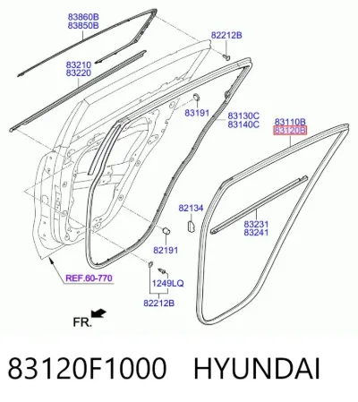 Sellador de puerta trasera derecha (en carrocería) HYUNDAI 83120F1000