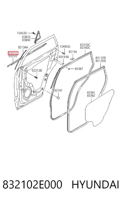 Moldura de cristal de la puerta trasera izquierda HYUNDAI 832102E000