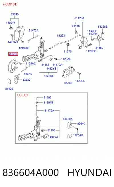 Manija exterior derecha de puerta trasera HYUNDAI 836604A000