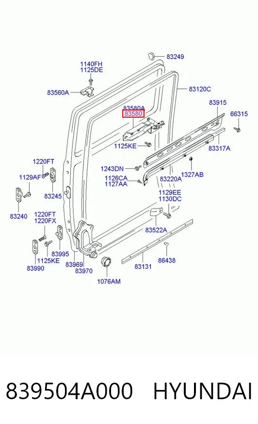 Rodillo central derecho de puerta corrediza 839504A000 Hyundai/Kia