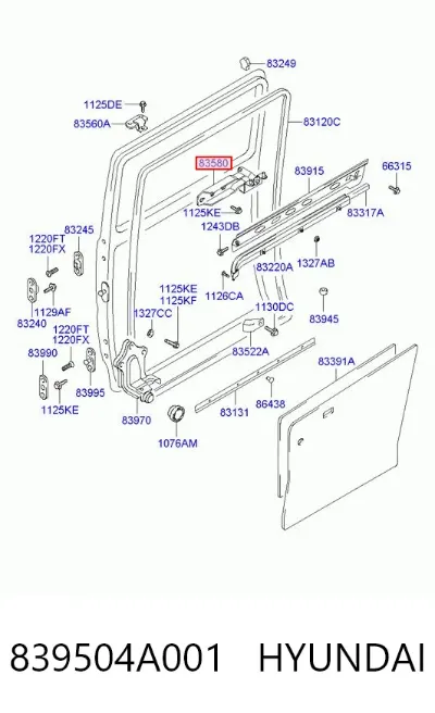 Rodillo central derecho de puerta corrediza HYUNDAI 839504A001
