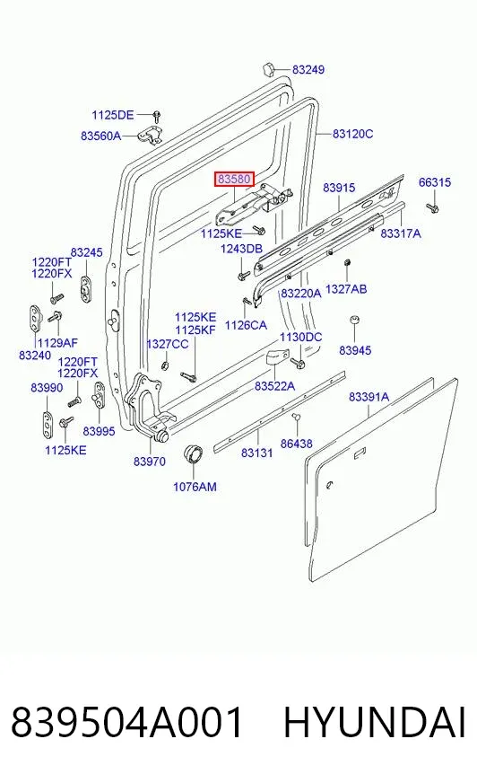Rodillo central derecho de puerta corrediza 839504A001 Hyundai/Kia