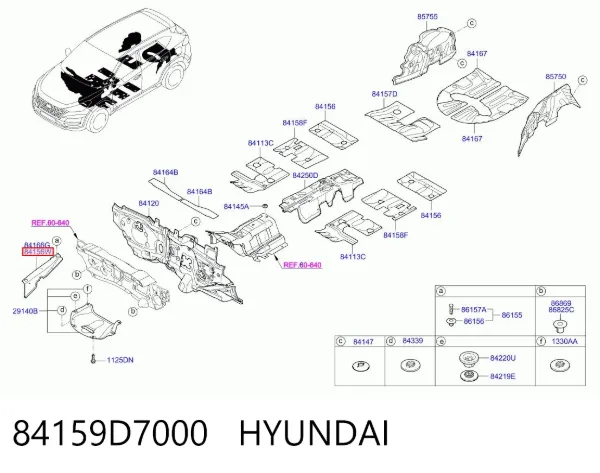 Moldura de guardabarros delantero izquierdo 84159D7000 Hyundai/Kia