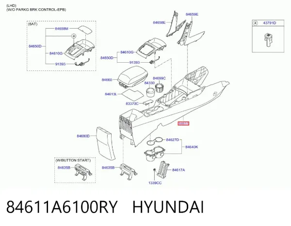 Consola central del panel de control 84611A6100RY Hyundai/Kia