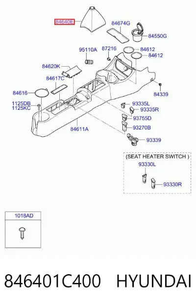 Funda de la palanca de cambios HYUNDAI 846401C400