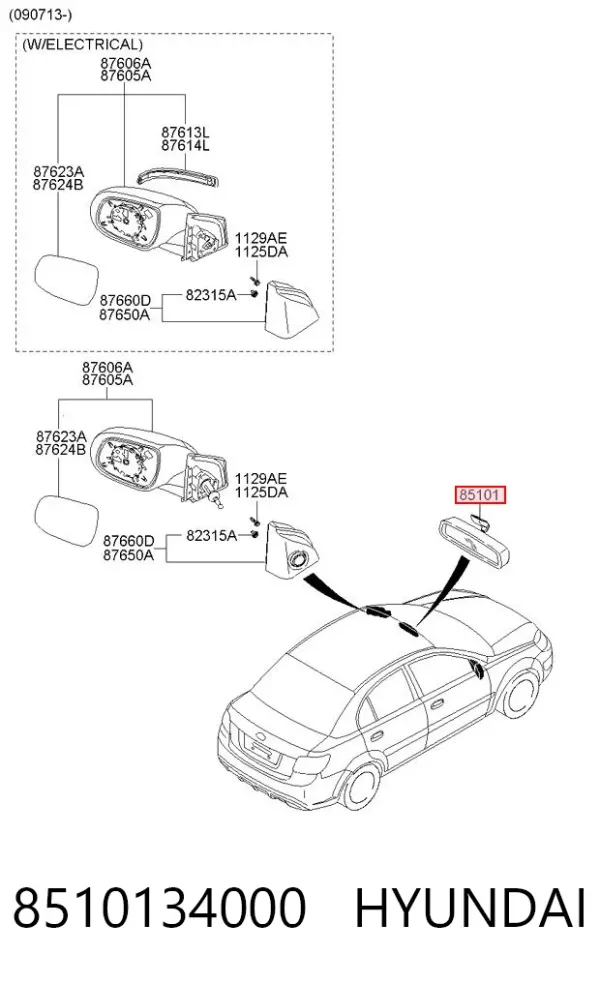 Espejo interior Hyundai Sonata III