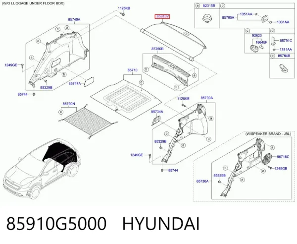 Cortina del compartimento de equipaje 85910G5000 Hyundai/Kia