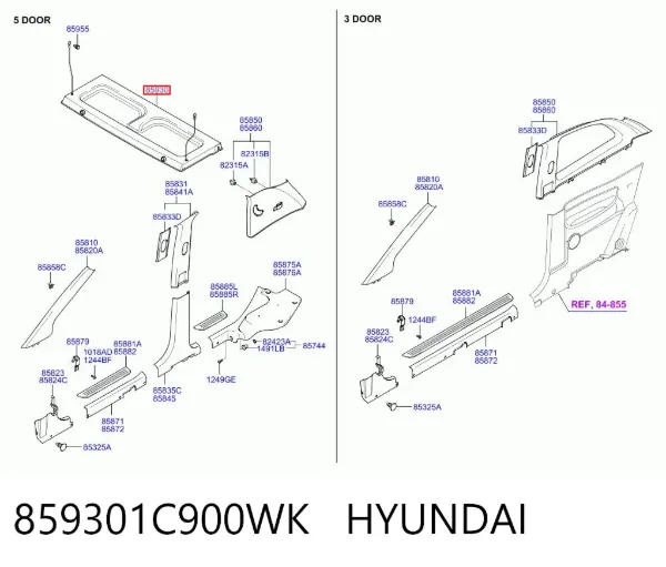 Bandeja trasera 859301C900WK Hyundai/Kia