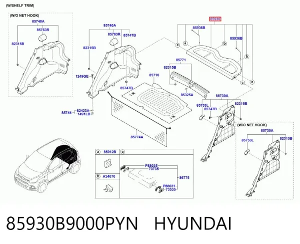 Cortina del compartimento de equipaje 85930B9000PYN Hyundai/Kia