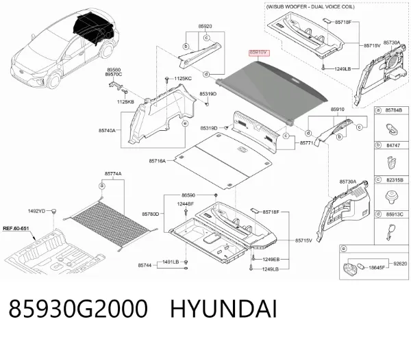 Cortina del compartimento de equipaje 85930G2000 Hyundai/Kia