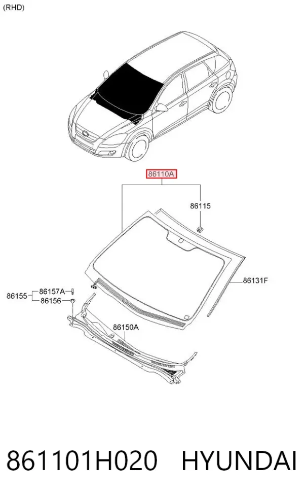 Parabrisas 861101H020 Hyundai/Kia