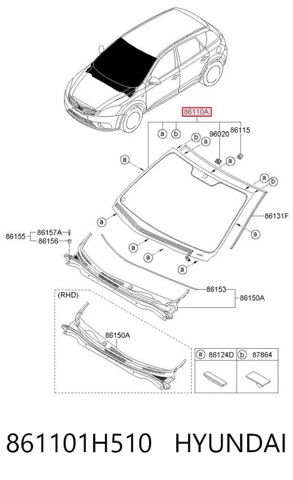 Parabrisas 861101H510 Hyundai/Kia