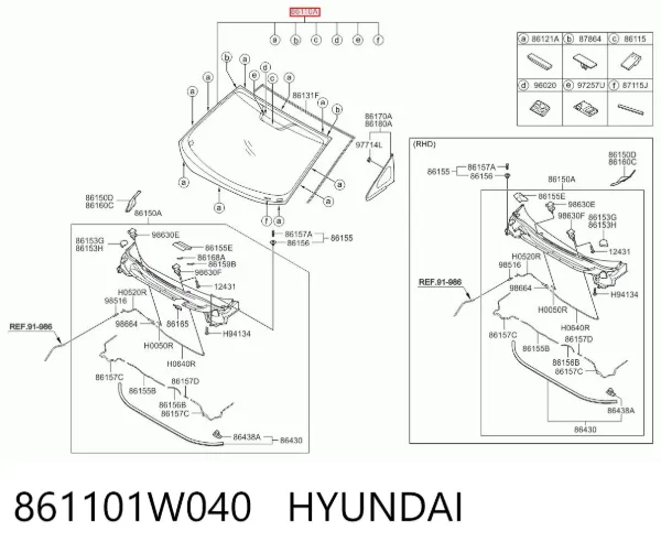 Parabrisas 861101W040 Hyundai/Kia