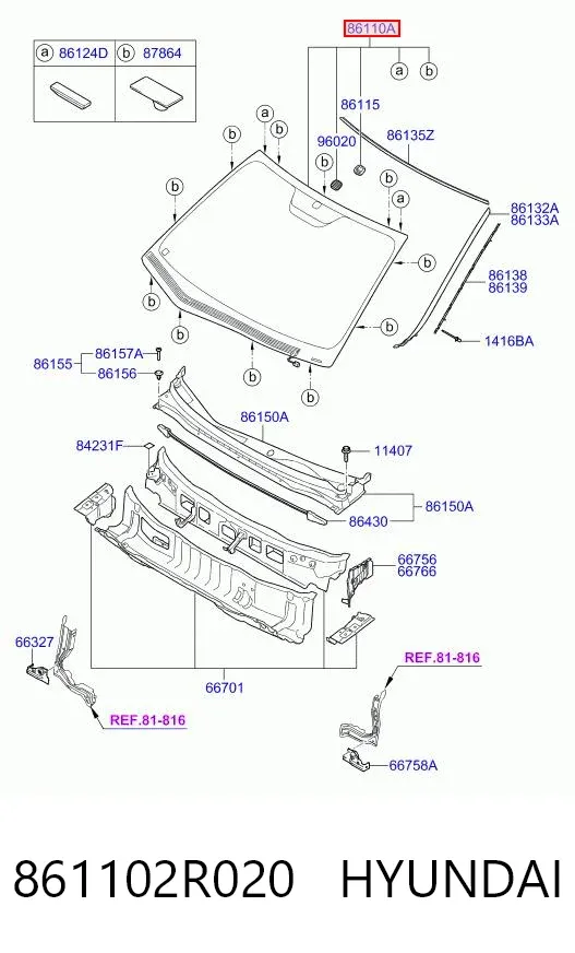 Parabrisas 861102R020 Hyundai/Kia