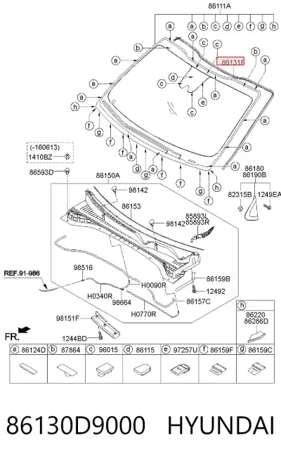 Moldura de parabrisas HYUNDAI 86130D9000