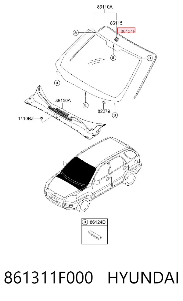 Moldura de parabrisas 861311F000 Hyundai/Kia