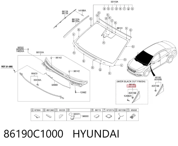 Moldura de guardabarros delantero derecho 86190C1000 Hyundai/Kia
