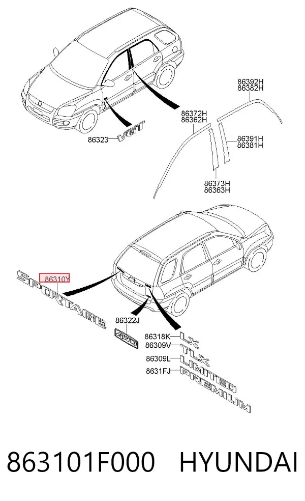Emblema 863101F000 Hyundai/Kia