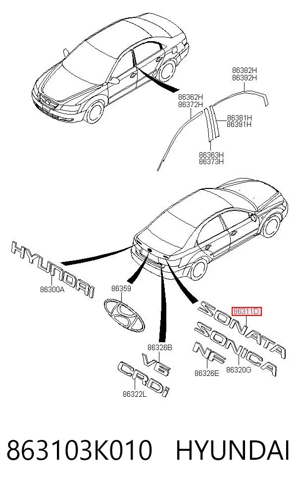 Emblema Hyundai Sonata V