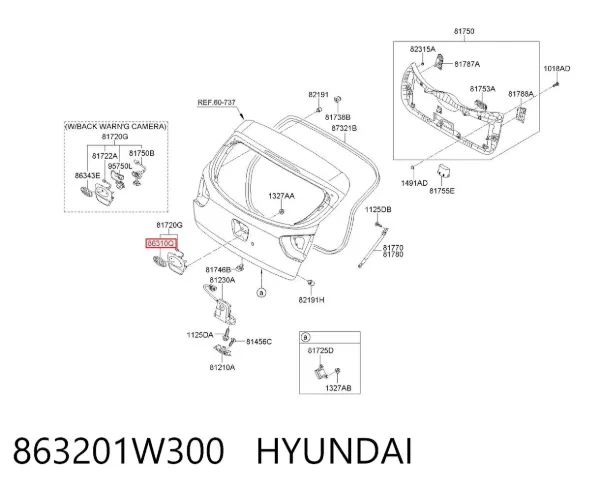 Emblema 863201W300 Hyundai/Kia