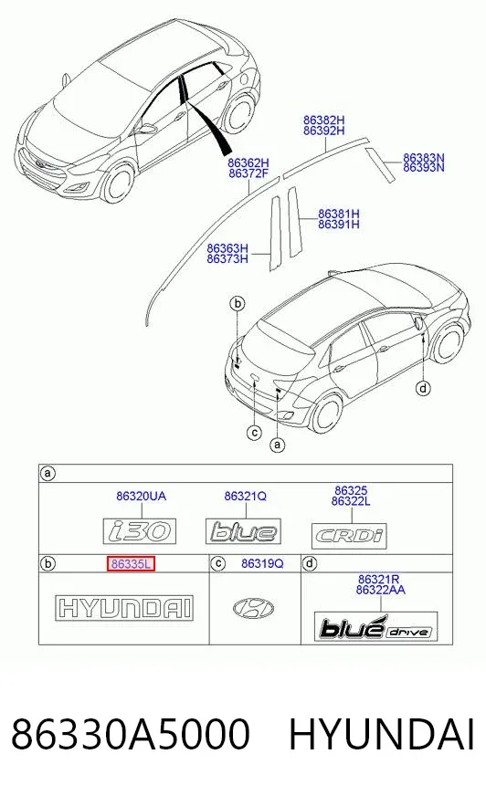 Emblema 86330A5000 Hyundai/Kia