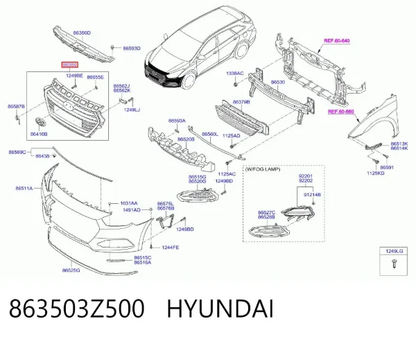 Parrilla 863503Z500 Hyundai/Kia