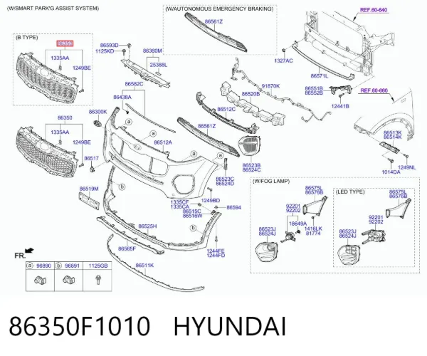 Parrilla 86350F1010 Hyundai/Kia