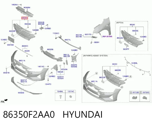 Parrilla 86350F2AA0 Hyundai/Kia