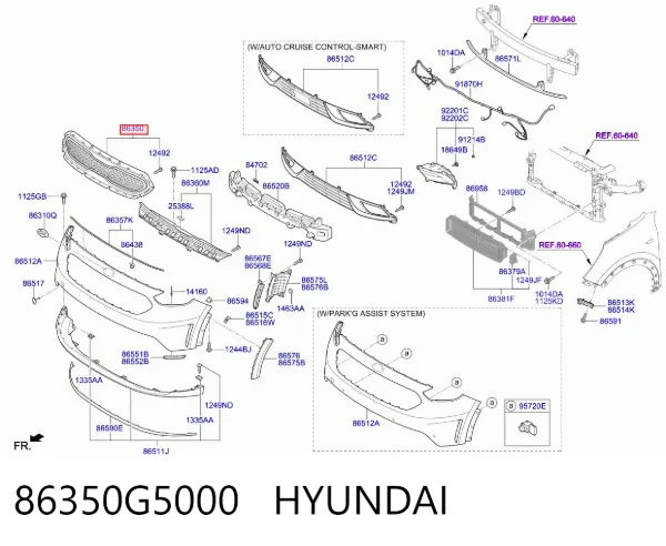 Parrilla 86350G5000 Hyundai/Kia