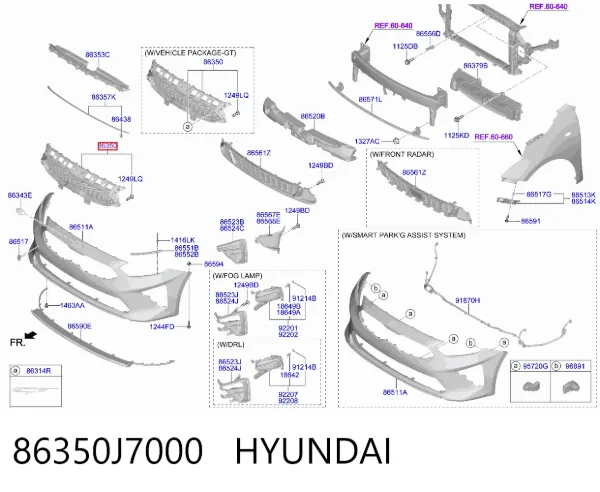 Parrilla 86350J7000 Hyundai/Kia