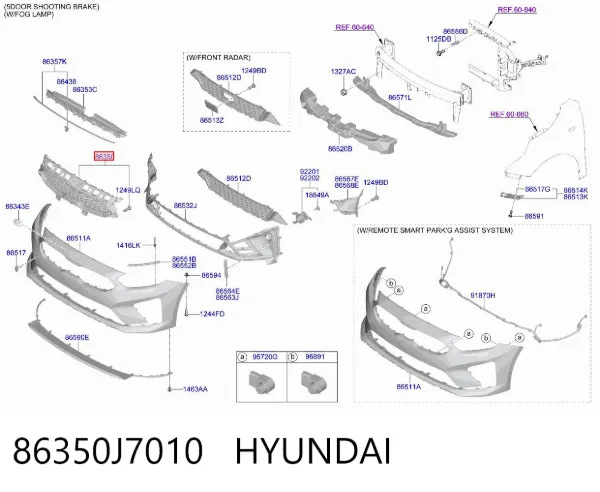 Parrilla 86350J7010 Hyundai/Kia