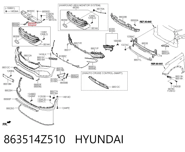 Parrilla 863514Z510 Hyundai/Kia