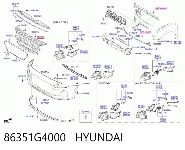 Parrilla 86351G4000 Hyundai/Kia