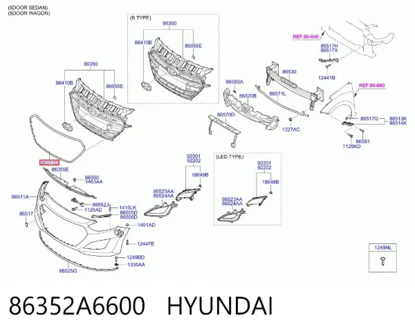Parrilla 86352A6600 Hyundai/Kia