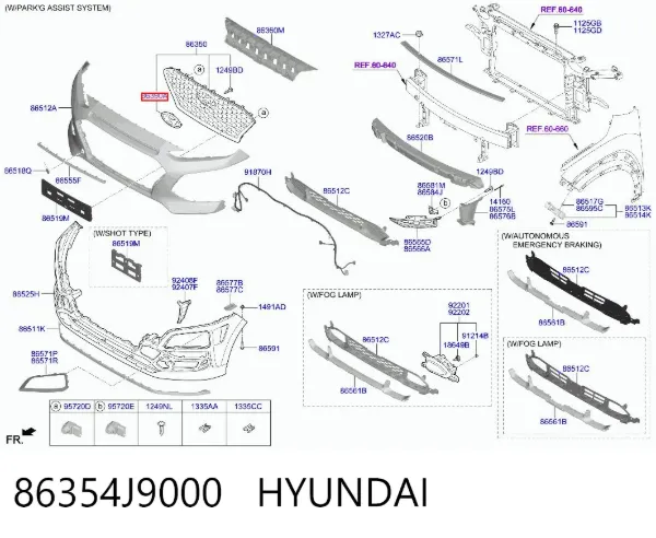 Emblema de la parrilla del radiador 86354J9000 Hyundai/Kia