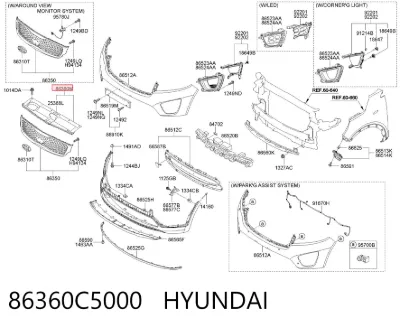 Cubierta superior del panel frontal (soporte del radiador) HYUNDAI 86360C5000